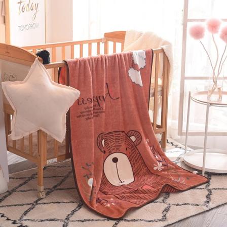 Mjuk komfortfilt Barns liten Cartoon Coral Fleece Flanell Barn Cloud bear 100*140cm