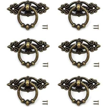 6 stk. Bronzefarvede Skuffehåndtag - Møbelhåndtag med Skruer