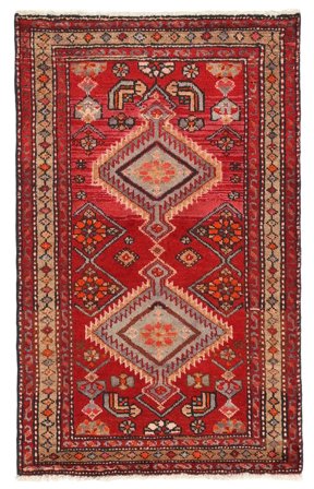 Hand Knotted Persian Hamadan Rug 72X118 Dark Red/Brown