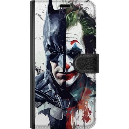 Yhteensopiva Lompakkokotelo Asus Asus Zenfone 10 Jakettu muotokuva Batmanista ja Jokerista dramaattisessa kuvituksessa, kuvankaunis supersankariteema