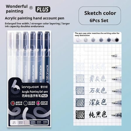 LANGUO 90/6 Färger Akrylmålnings Gelpenna 1.0mm Målning Ritning Skrivning Konstmarkörer Pennor Student Graffiti Akrylfärg Pennor