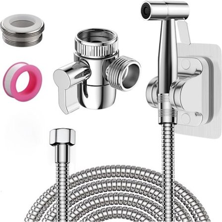 ING Badekar brusenihed - Håndholdt siddende brusehoved - Trevejsventil - 150 cm slange - Vægmonteret beslag til hygiejnisk rengøring