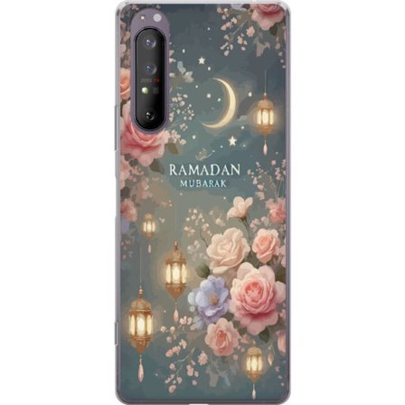Yhteensopiva Puhelinkuori Sony Xperia 1 II Pimeä fantasiamaailma ihmisellä ja demonisella olennolla tulisessa maisemassa, jossa yliluonnollista voim