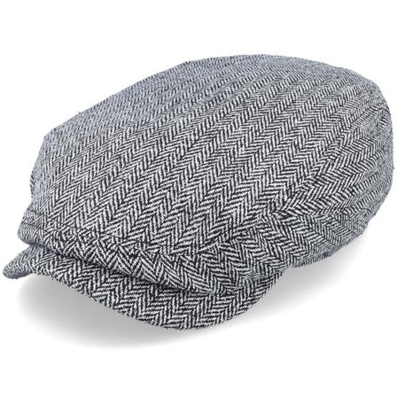 Stetson - Grå flatcap Keps - Driver Cap Silk Black/White Flat Cap @ Hatstore