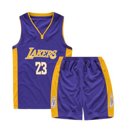 LeBron James nro 23 koripallopaita Lakersin set lapsille teini-ikäisille - täydellinen Purple L (140-150CM)