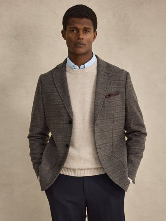 John Henric Men's Marron Blazer Coupe Sur Mesure Size 48