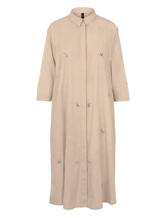 Yascrystal 3/4 Midi Dress S. - Ex Beige YAS
