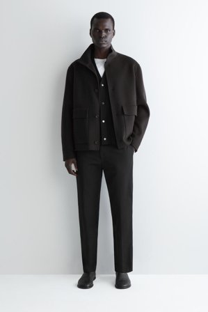 COS Homme Cardigan En Maille Double Face in Noir