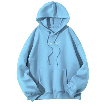 Kvinder Casual Letter trykt Hættetrøje Toppe Sweatshirt Løse efterår Langærmede Sports Gym Hættetrøjer Sky Blue 3XL