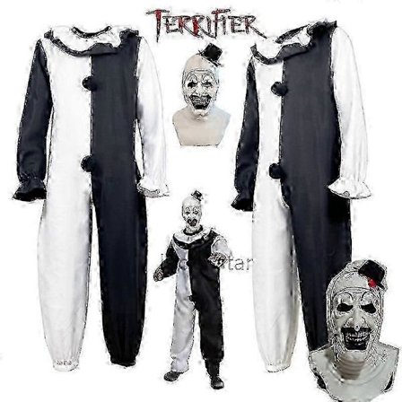 Art The Clown Cosplay Film Terrifier 2 Art The Clown Cosplay Kostyme Jumpsuit Maske Halloween Kostymer Maske For Menn Kvinner kostyme maske2