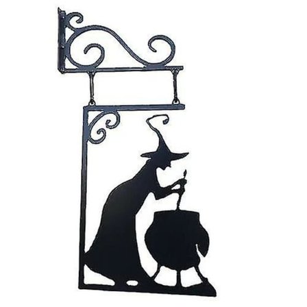 Halloween Metallikyltti Noita-aiheinen Rauta Noitapata Siluetti Seinämaalaus Aavemainen Mystinen Noita Ripustettava Kyltti Kauhu Koristeellinen 