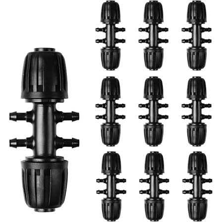 Barbed Tee-kontakt för droppbevattning, (passar 13/4 mm ID) (svart)