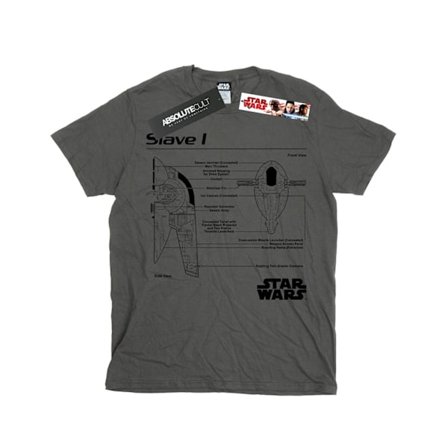 Star Wars Mens Slave 1 Blueprint T-Shirt XL Charcoal