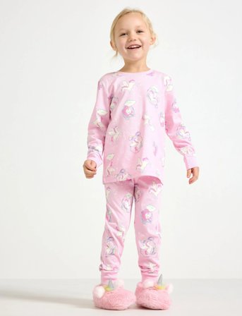 Lindex Pyjama Unicorn Aop - Pink - 92