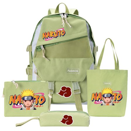 Naruto Rygsæk 4 i 1 Naruto Rygsæk Stor Kapacitet Studenter Rygsæk - Stil J Grøn (Stil 1)