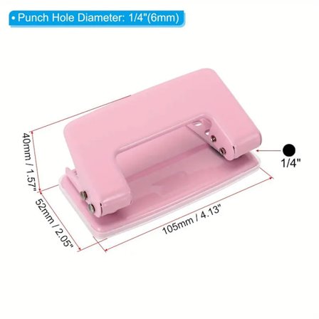 1/4 Tuuman 2-Reikäinen Rei'itin Kaksoisrei'itin Manuaalinen Rei'itin Kannettava Toimiston Sidontatarvikkeet Vaaleanpunainen