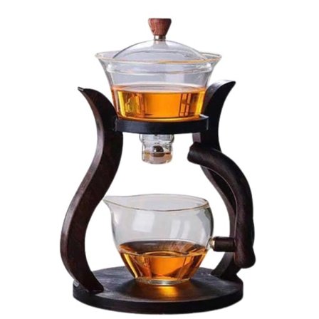 Värmebeständig Glas Te Magnetisk Vatten Diversion Roterande Kåpa Skål Automatisk Tebryggare