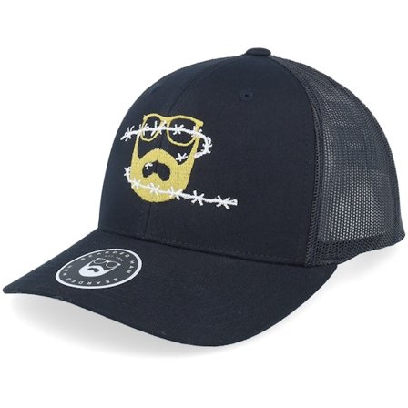 Bearded Man - Wire Logo Black Trucker Trucker Black Cap - @ Hatstore