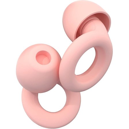 1 par rosa støydempende ørepropper med løkke, ultra-myke, gjenbrukbare, egnet for soving