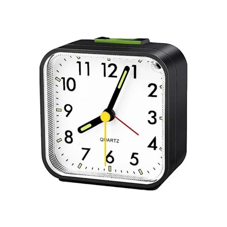 (Svart) Tyst Analog Klocka utan Tickande, Kvartsväckarklocka