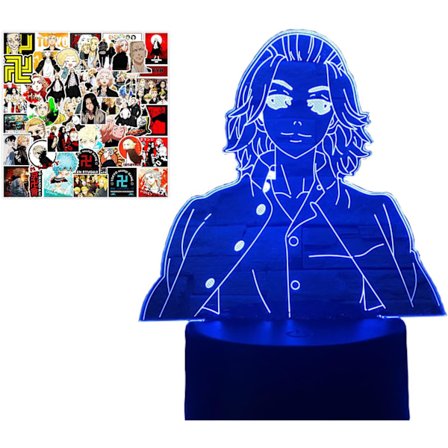 Anime Tokyo Revengers 3D nattljus 7 färger USB laddning I