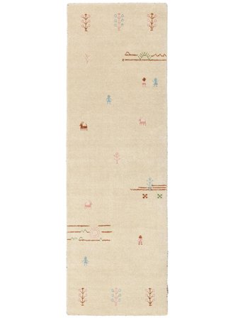 Small Gabbeh Landscape Rug - Light Beige 80X250 Wool, Modern Style