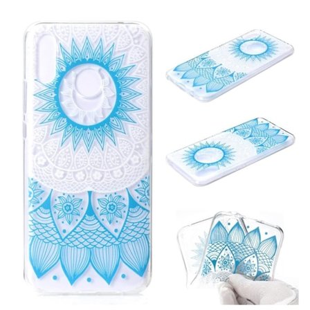 Huawei P Smart Plus mobilskal av silikon med tryckmotiv – Blå blomma