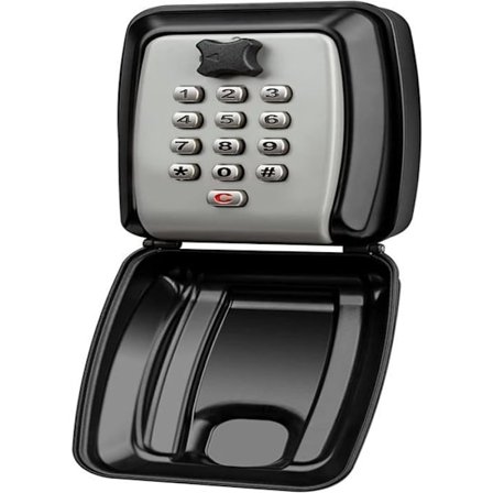 Vandtæt vægmonteret sikker nøgleboks med 12-cifret kode, stor udendørs nøglesafe til hjemmet, Airbnb, skole, grå