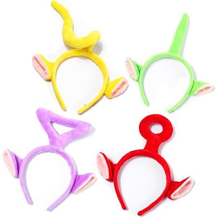 4 stk Tegneseriefigur Pannebånd Tinky Winky, Po, Laa-Laa, Dipsy Maskerade Kostyme Hårbånd Bursdagstilbehør