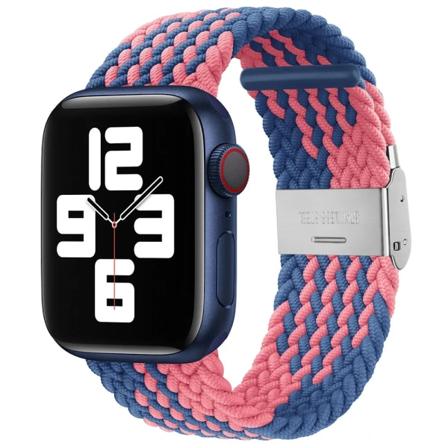 Flätad Solo Loop För Apple Watch ultraband 49mm 45mm-40-41mm-44mm Nylon Elastiskt armband iWatch series 9 8 se 6 7 5 4 3 band Blue Pink 03 49mm 45mm 