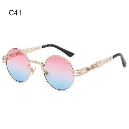 Runda Steampunk Solglasögon Metallram Solglasögon C41 C41