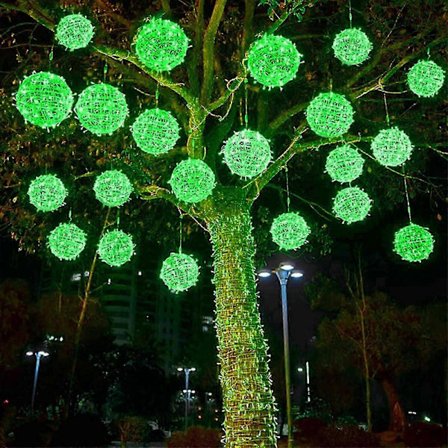 Juldekorationer Solcellsdrivna Hängande Träd Ljus Boll Ljus Utomhus Vattentät Dekoration Trädgård Trädgårdsarbete[D]