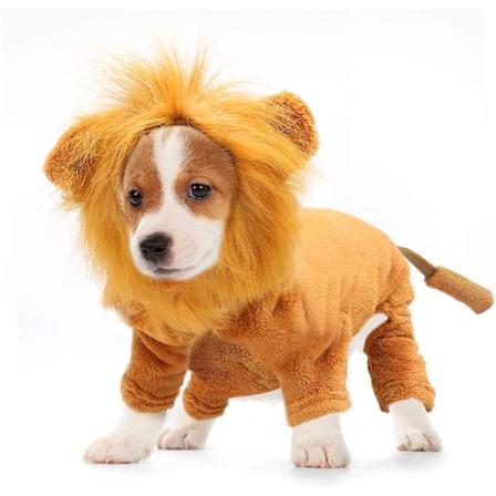 Hund Lejon Kostym Husdjurskläder för Halloweenfest Simuleringslejon