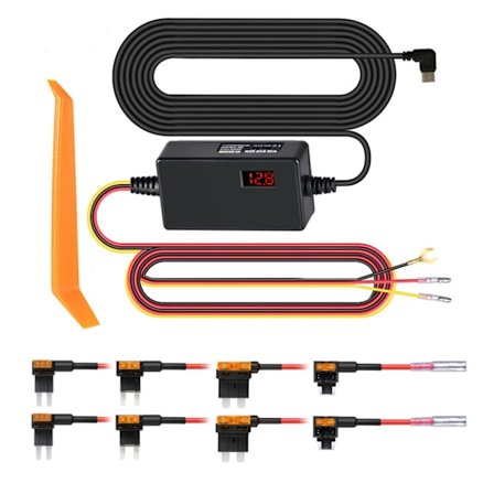 Bilopladerkabelsæt med sikringer med nem installation af instrumentbrætkamera, enkel installation til instrumentbrætkameraer