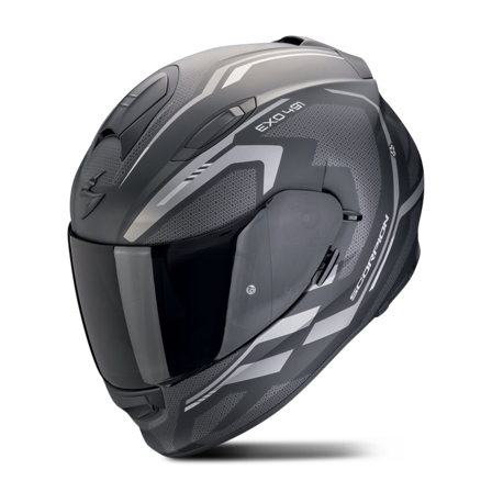 Casco Integral Scorpion EXO-491 Kripta Blade Mate Negro/Plateado L