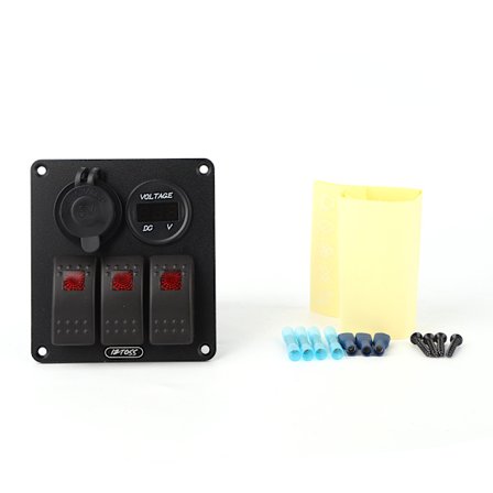 Multifunktionell 3-vägs Rockerbrytarepanel med Voltmeterdisplay 4,8A Strömladdare för Husvagn Båt Rött Ljus
