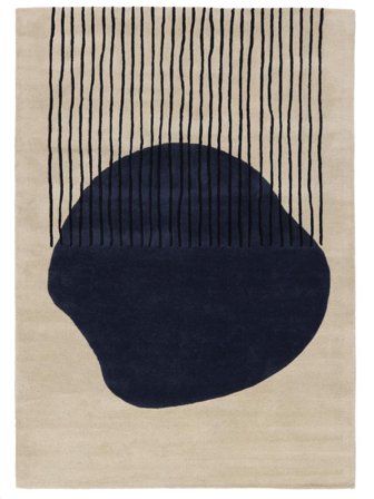 Out Of Vloerkleed - Gebroken Wit/Marine 160X230 Wol, In Moderne Stijl