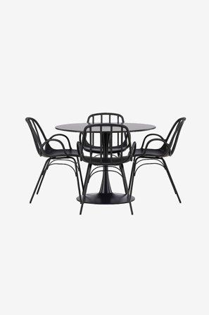 Venture Home - Spisegruppe Glade med 4 stk stoler Dyrön - Svart - Spisegruppe 4 personer - Fra Homeroom