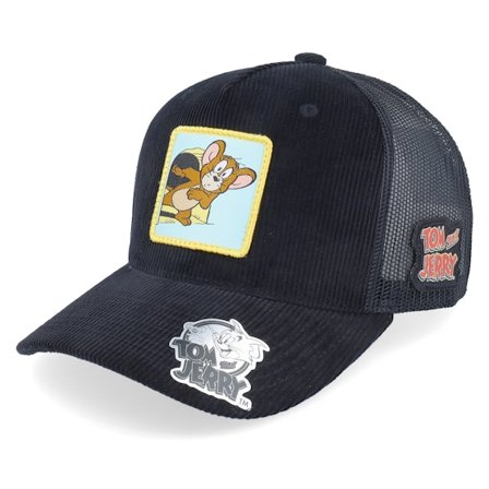 Tom & Jerry - Negro trucker Gorra - Jerry Looking Out Black Cord Trucker @ Hatstore
