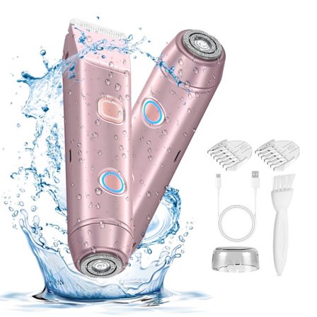 2-i-1 Bikini-trimmer for kvinner, elektrisk barbermaskin, design med to hoder Standard