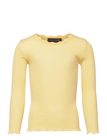 Silk T-Shirt Ls W/ Lace Langærmet T-shirt Gul Rosemunde Kids