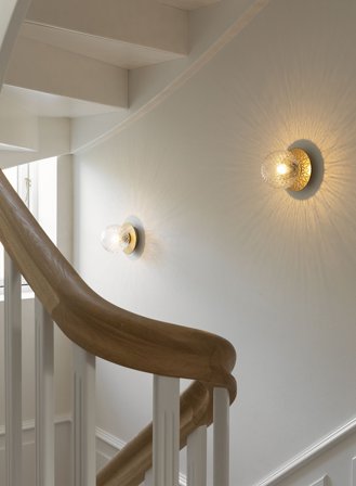 Liila 1 small vegg/taklampe - nordic gold/optisk glass