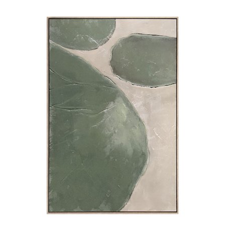 Abstrakt lærredsmaleri med ramme, olivenbeige, 82,6x122,6 cm