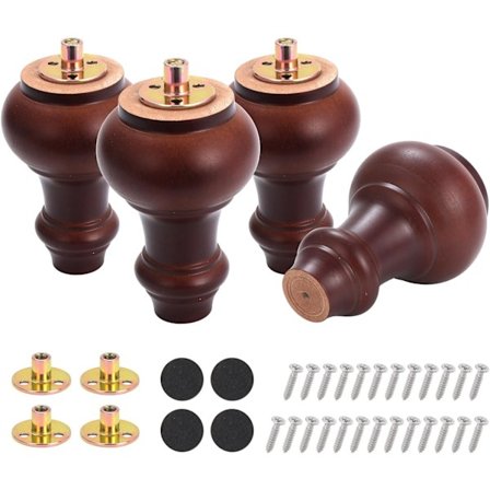 4 stk. 12 cm træmøbelben, udskiftning af massive gummibentræ sofaben sofaben bordben kommodeben med skrue monteringsplade og skridsikker