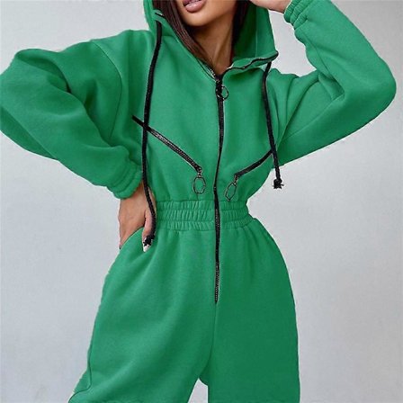 Dam Tracksuit Falsk Tvådelad Set Casual Dragkedja Dragkedja Hoodie Suit Mode Solid Lös Höst Vinter Tröja Sport Set
