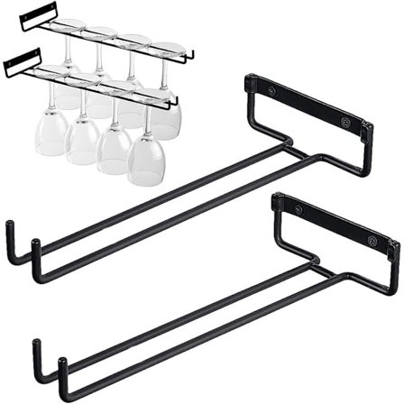 Metallhängande vinglashållare, glasställ med skruvar, för vinglas och ölglas