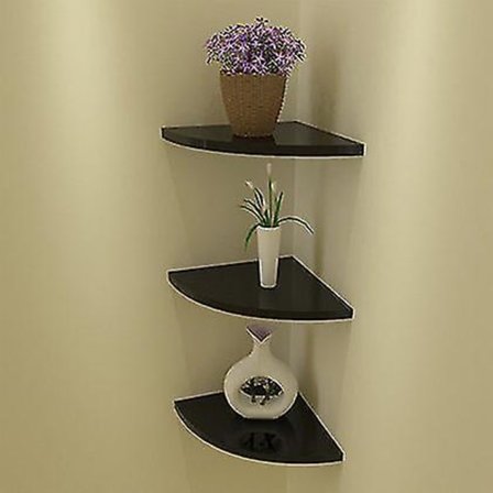 Svart Sett med 3. 20cm Vegghylle Tre Rustikke Vegghyller Maksimal Belastning 4 Kg For Stue Soverom Kontor Bad Eller Kjøkken