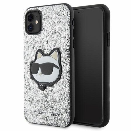Karl Lagerfeld KLHCN61G2CPS iPhone 11 / Xr 6.1" silver/silver hårda fodral Glitter Choupette Patch