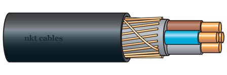 NKT TEX4305301 Maadoituskaapeli EXQJ, kela 500 m 3x2,5/2,5 mm², Liitäntätulpat & kaapelit