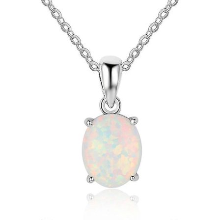 S925 Silver Oval Opal Hängehänge för kvinnor Bröllops smycken {Db}